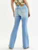 Calça Jeans Flare com Detalhe Frontal