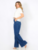 Calça Jeans Wide Leg Costura no Bolso