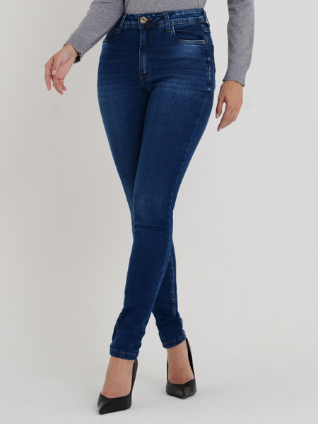 CALÇA JEANS SKINNY RECORTE BOLSO