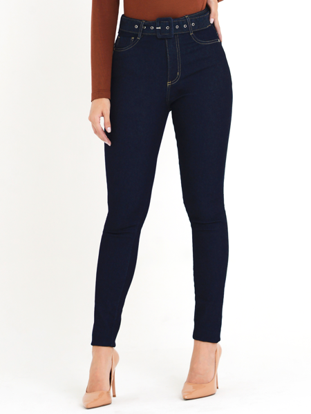 CALÇA JEANS SKINNY COM CINTO