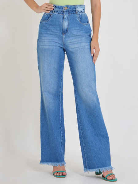 CALÇA JEANS WIDE LEG CLOCHARD