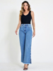 CALÇA JEANS WIDE LEG FENDA NA BARRA