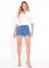 SHORTS JEANS COM DETALHE EM ILHÓS