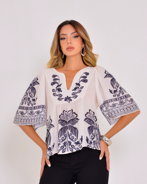 BLUSA DECOTE V MANGA AMPLA